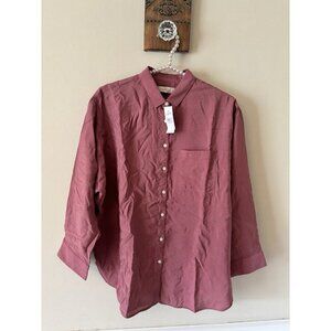 NWT LOFT Womens Size Small Mauve Pink Long Sleeve Blouse Button Front